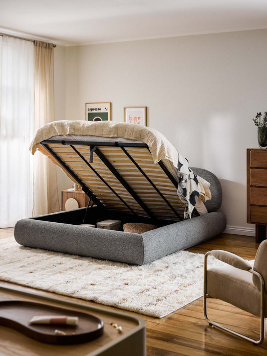 Albariza Upholstered Storage Bed in Bouclé