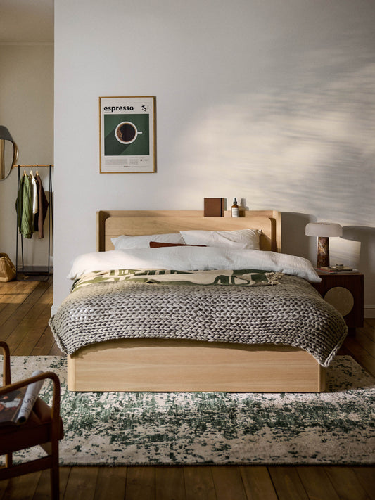 Alovern Wooden Bed with Drawers