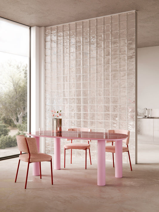 Benluce Organic Dining Table with Glass Top, 200 x 110 cm