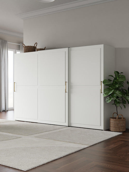 Charlbrune Modular Sliding-Door Wardrobe, 300 cm Wide, in Various Sizes