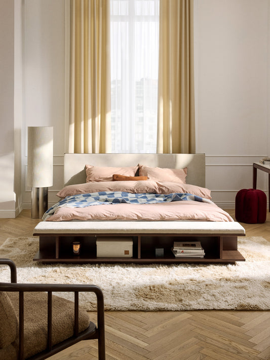 Clarwyth Wooden Bed Frame with Bench and Side Shelves