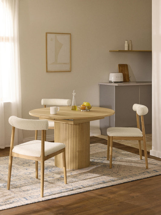 Filoreau Extendable Dining Table with Grooved Texture, 120 - 160 x 75 cm