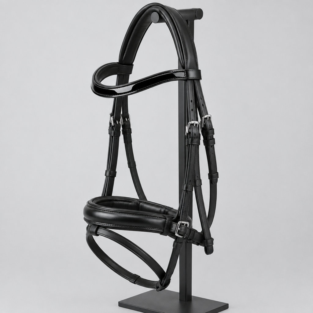 Cavezzo Dressage Bridle with Crank Noseband, Calfskin