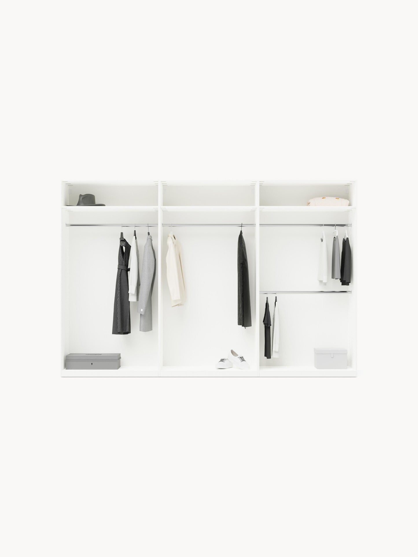 Leomvara Modular Hinged-Door Wardrobe, 300 cm Wide, in Various Sizes