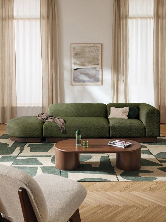 Natlivon Modular Ottoman in Teddy Bouclé with Stool (Left/Right)