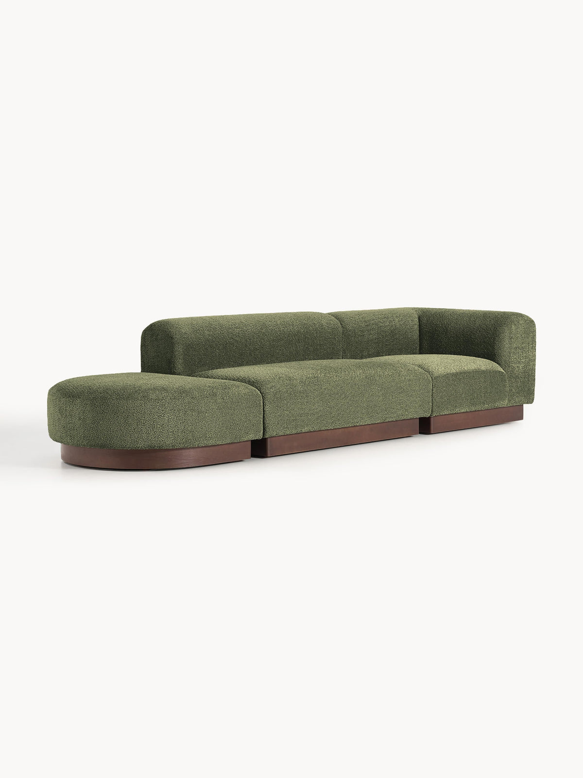 Natlivon Modular Ottoman in Teddy Bouclé with Stool (Left/Right)