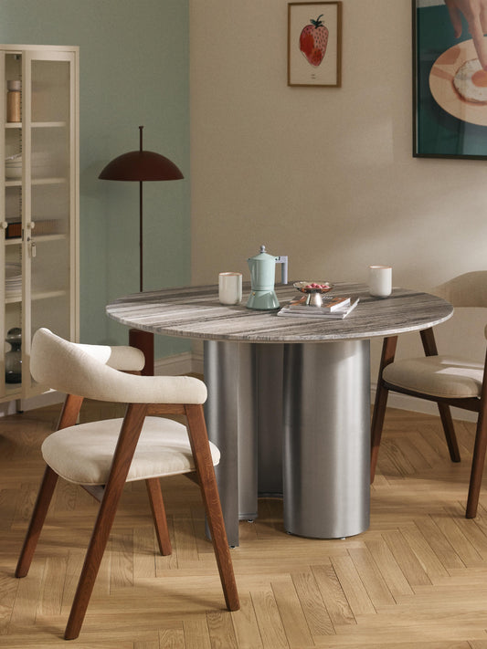 Noamvret Round Dining Table with Marble Tabletop, Ø 120 cm