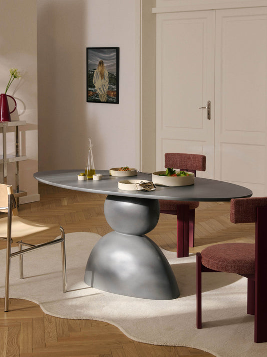 Sahrviel Oval Dining Table with Organic Design, 180 x 90 cm