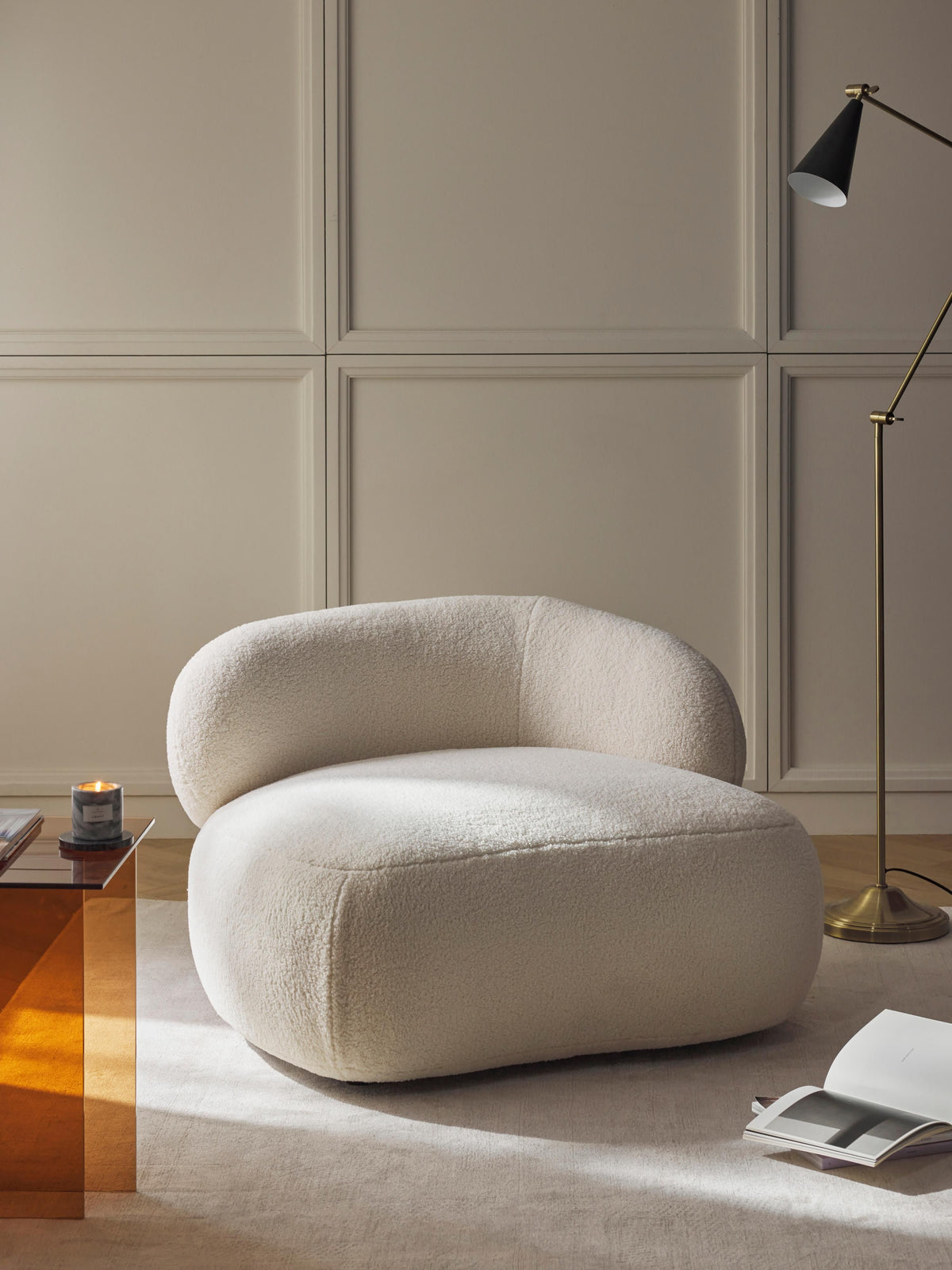 Albariza Lounge Chair, Teddy Fur