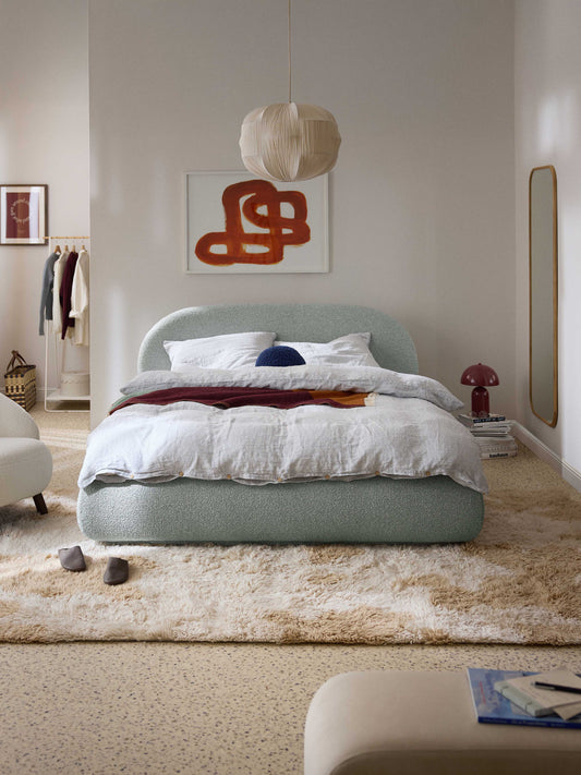 Albariza Upholstered Bed in Bouclé