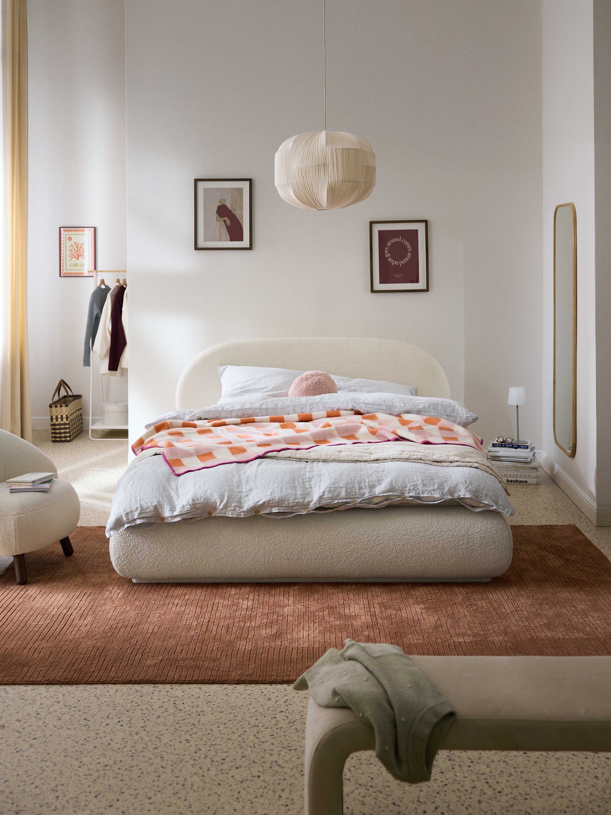 Albariza Upholstered Bed in Bouclé
