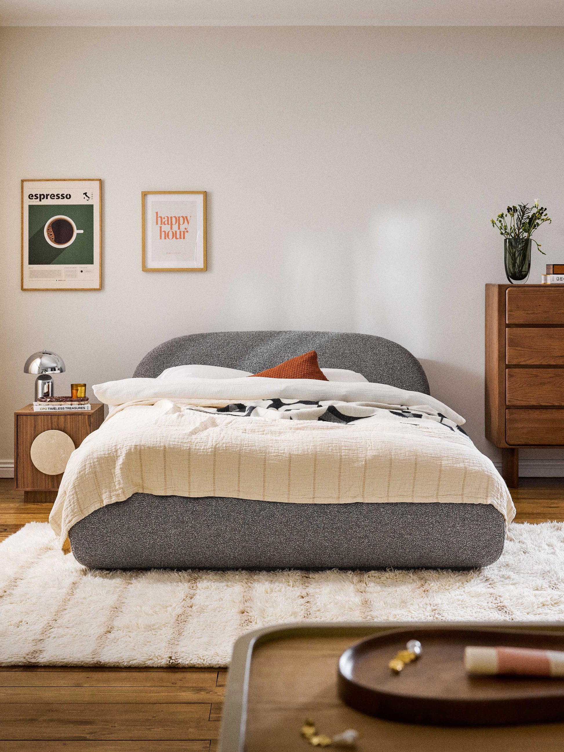 Albariza Upholstered Bed in Bouclé