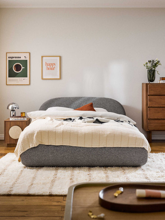 Albariza Upholstered Bed in Bouclé