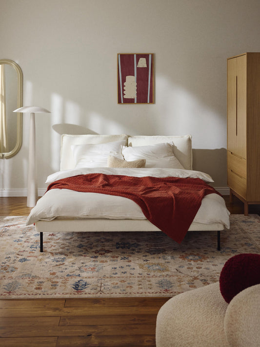 Amelienne Teddy Bouclé Upholstered Bed