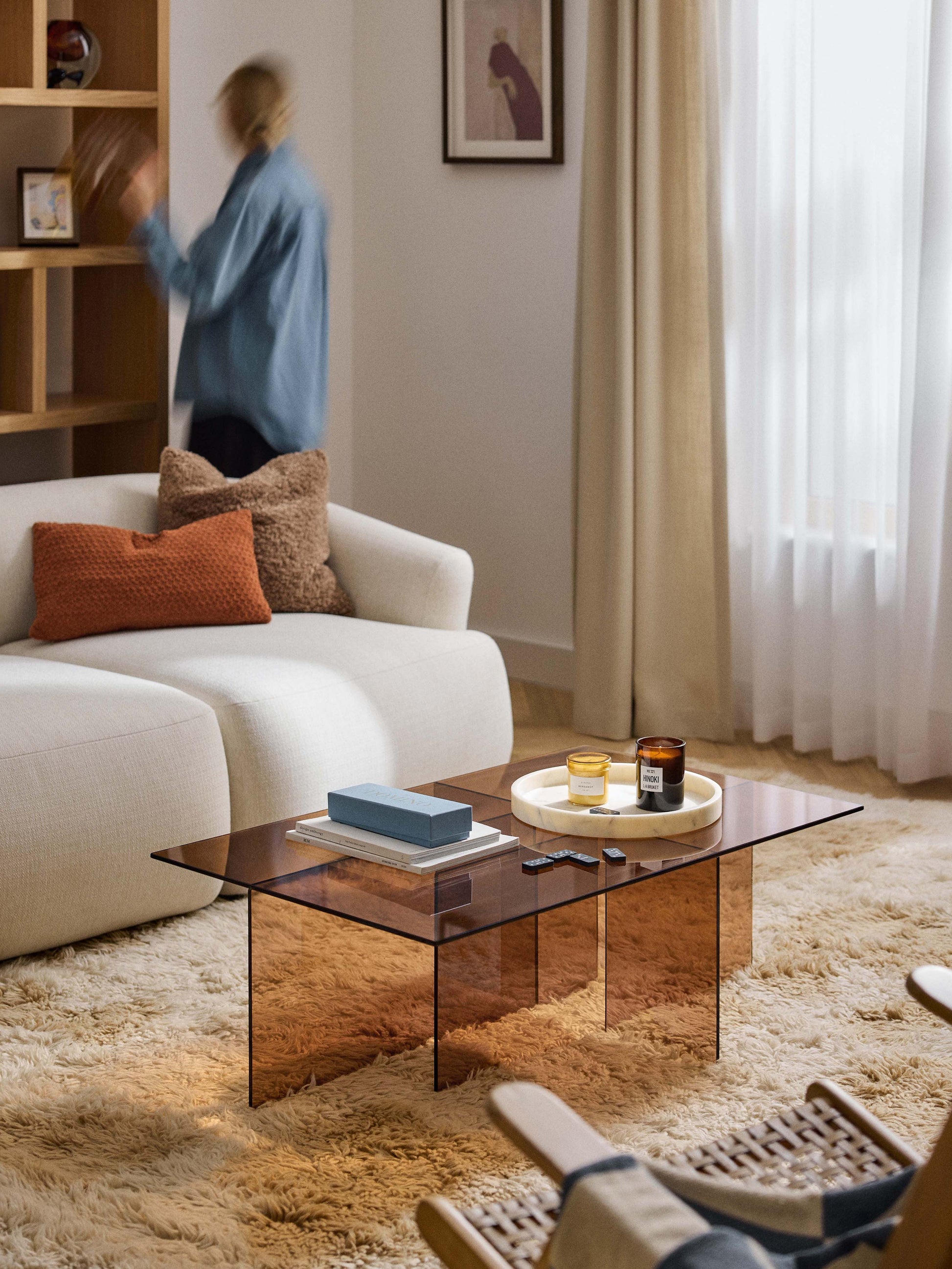 Anouvard Glass Coffee Table, W 102 cm