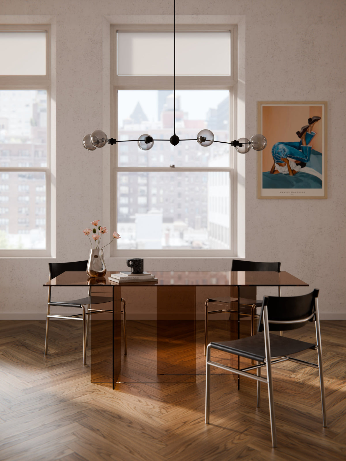 Anouvard Glass Dining Table, 180 x 90 cm