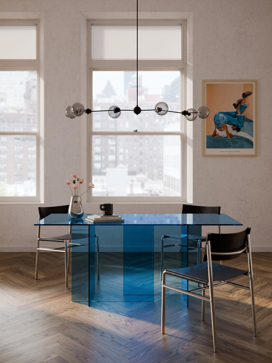 Anouvard Glass Dining Table, 180 x 90 cm