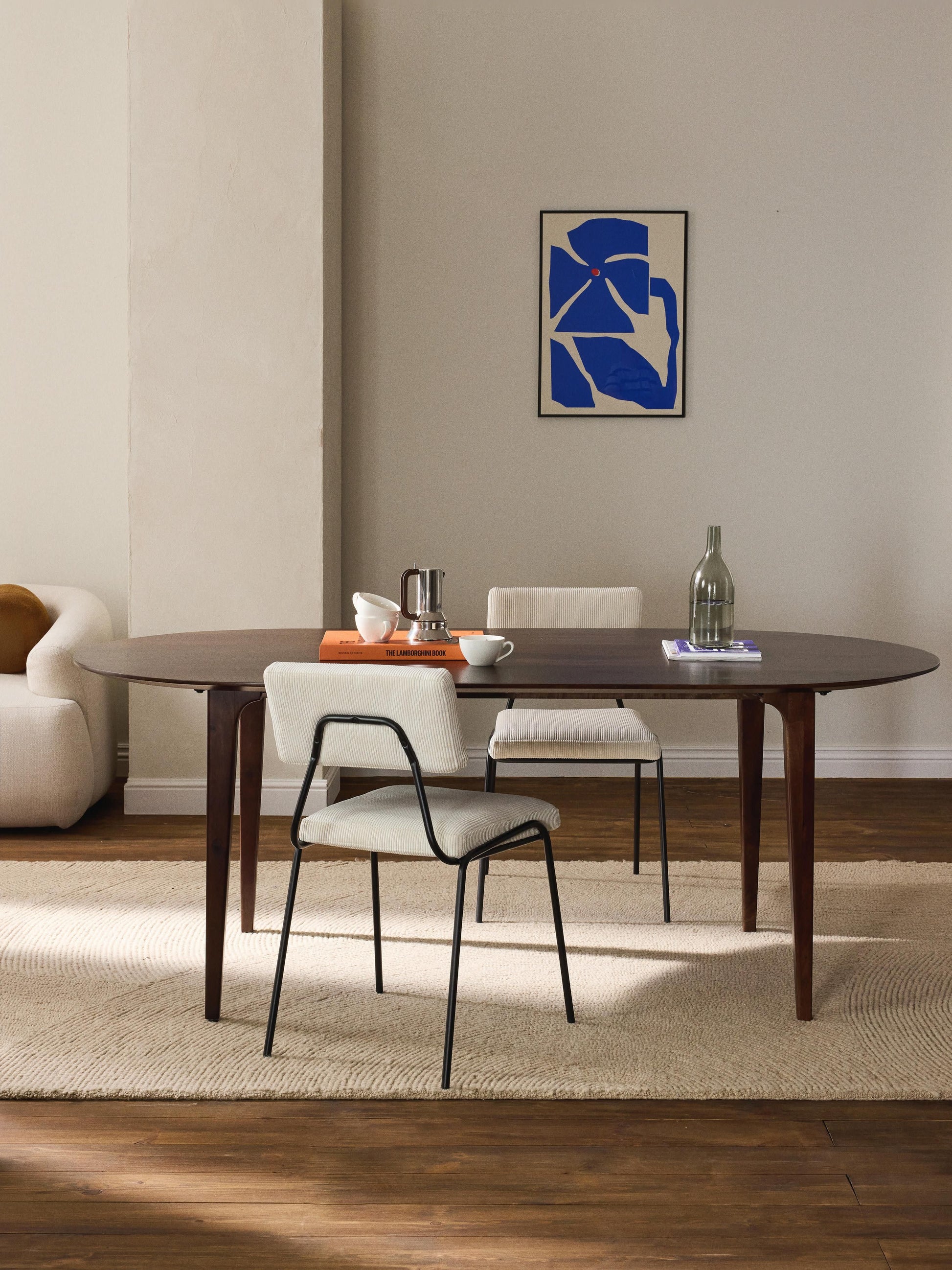 Archelune Oval Dining Table in Mango Wood, 200 x 100 cm