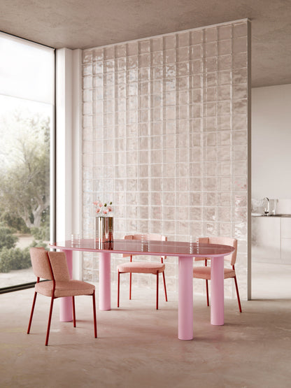 Benluce Organic Dining Table with Glass Top, 200 x 110 cm