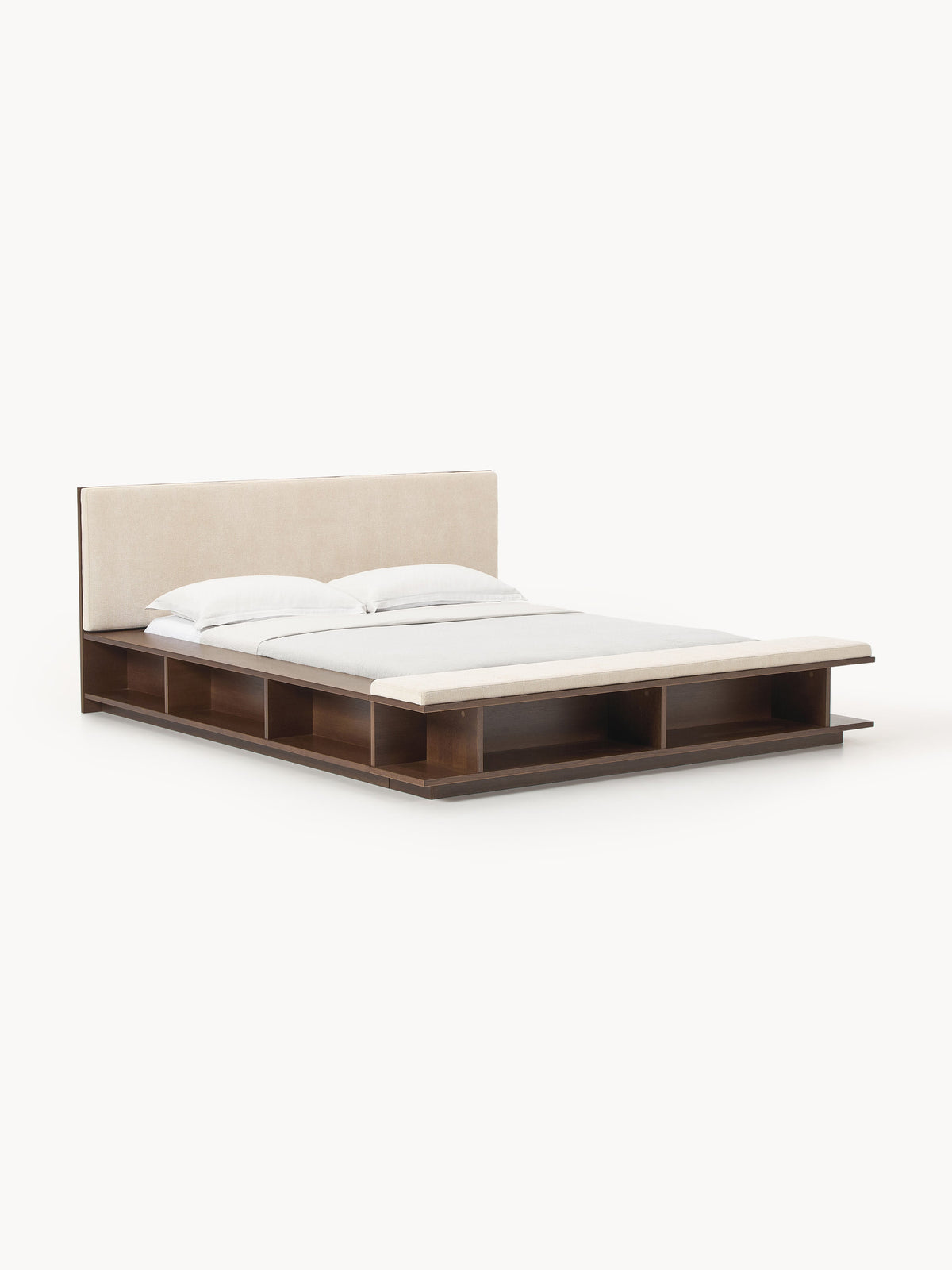 Clarwyth Wooden Bed Frame with Bench and Side Shelves