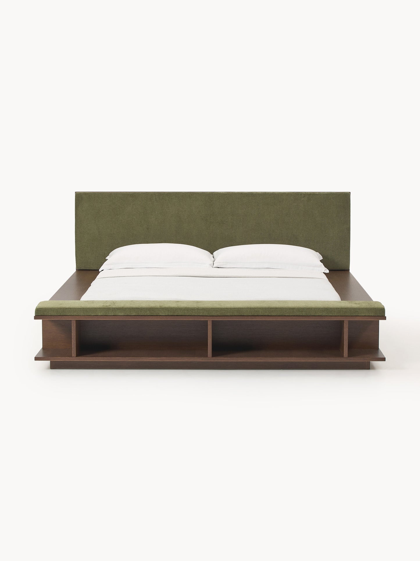 Clarwyth Wooden Bed Frame with Bench and Side Shelves