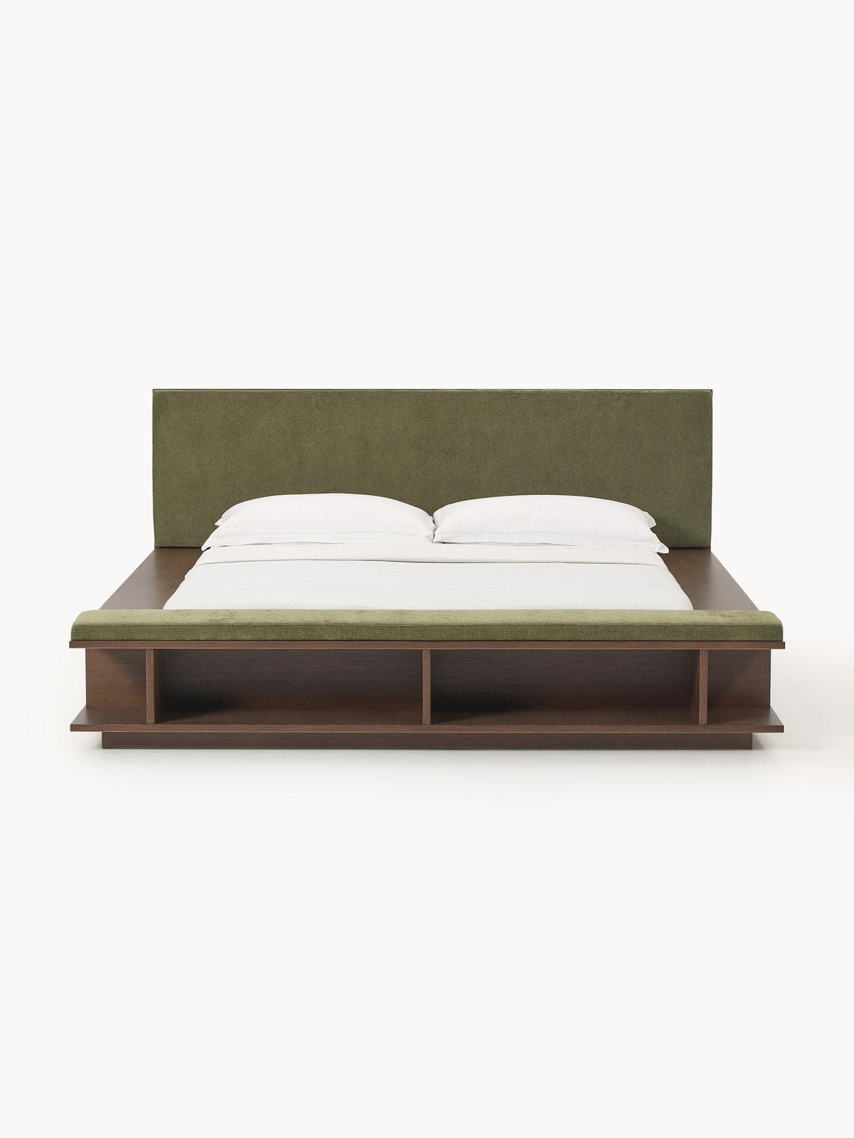 Clarwyth Wooden Bed Frame with Bench and Side Shelves