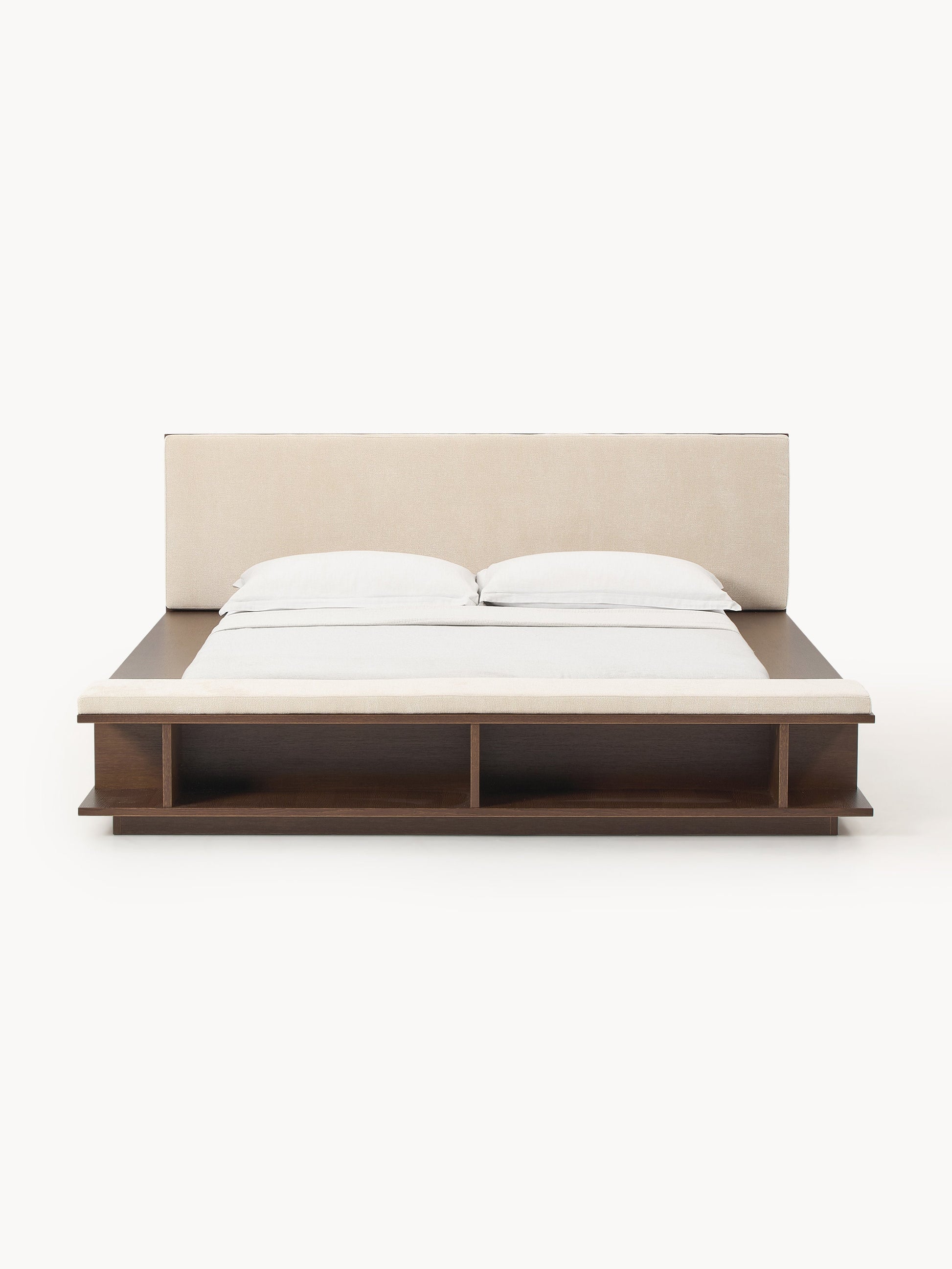 Clarwyth Wooden Bed Frame with Bench and Side Shelves