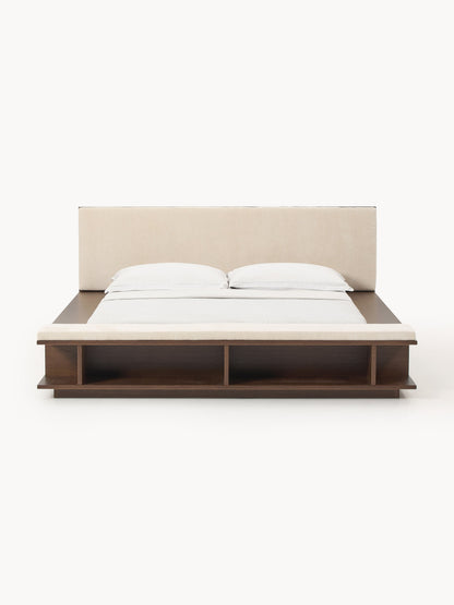 Clarwyth Wooden Bed Frame with Bench and Side Shelves