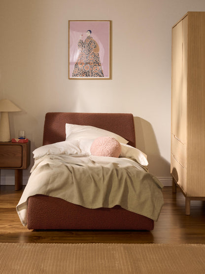 Clovarr Single Bed in Bouclé with Storage