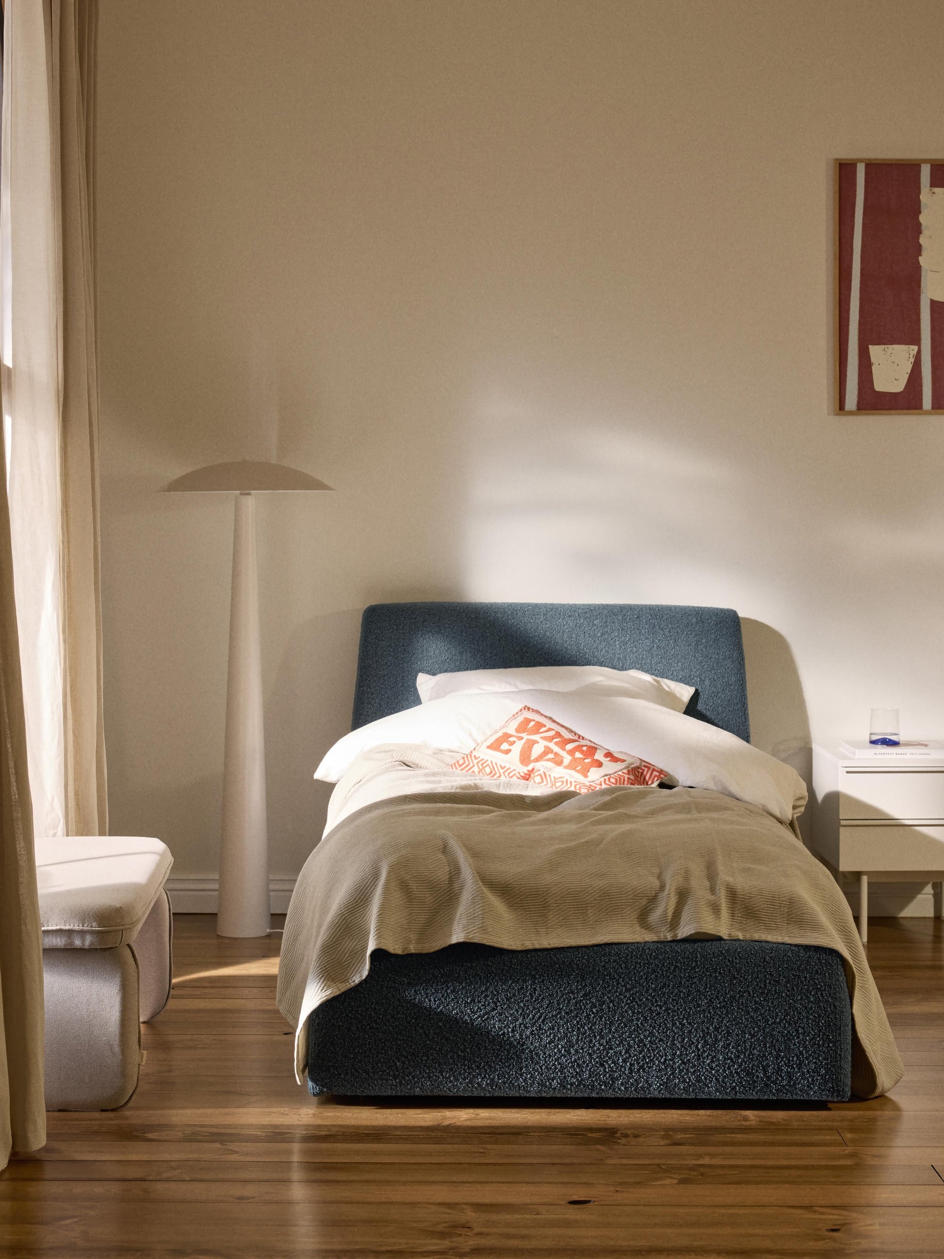 Clovarr Single Bed in Bouclé with Storage