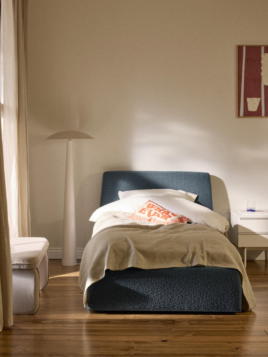 Clovarr Single Bed in Bouclé with Storage