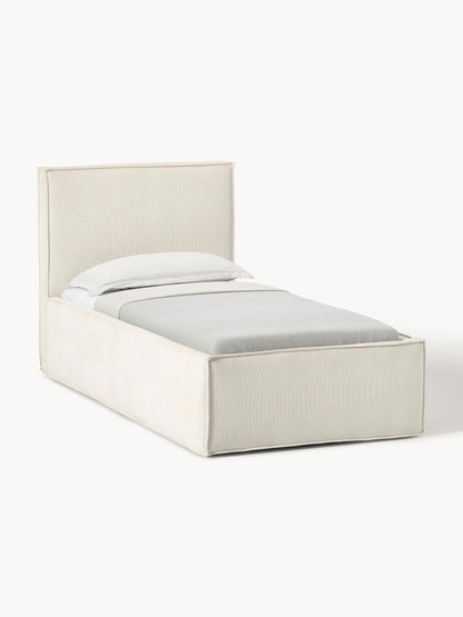 Drevalis Single Bed in Corduroy with Storage