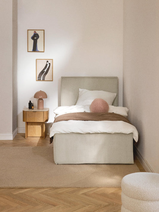 Drevalis Single Bed in Corduroy with Storage