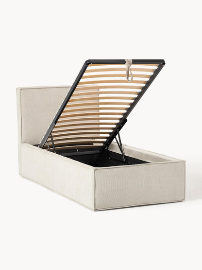 Drevalis Single Bed in Corduroy with Storage
