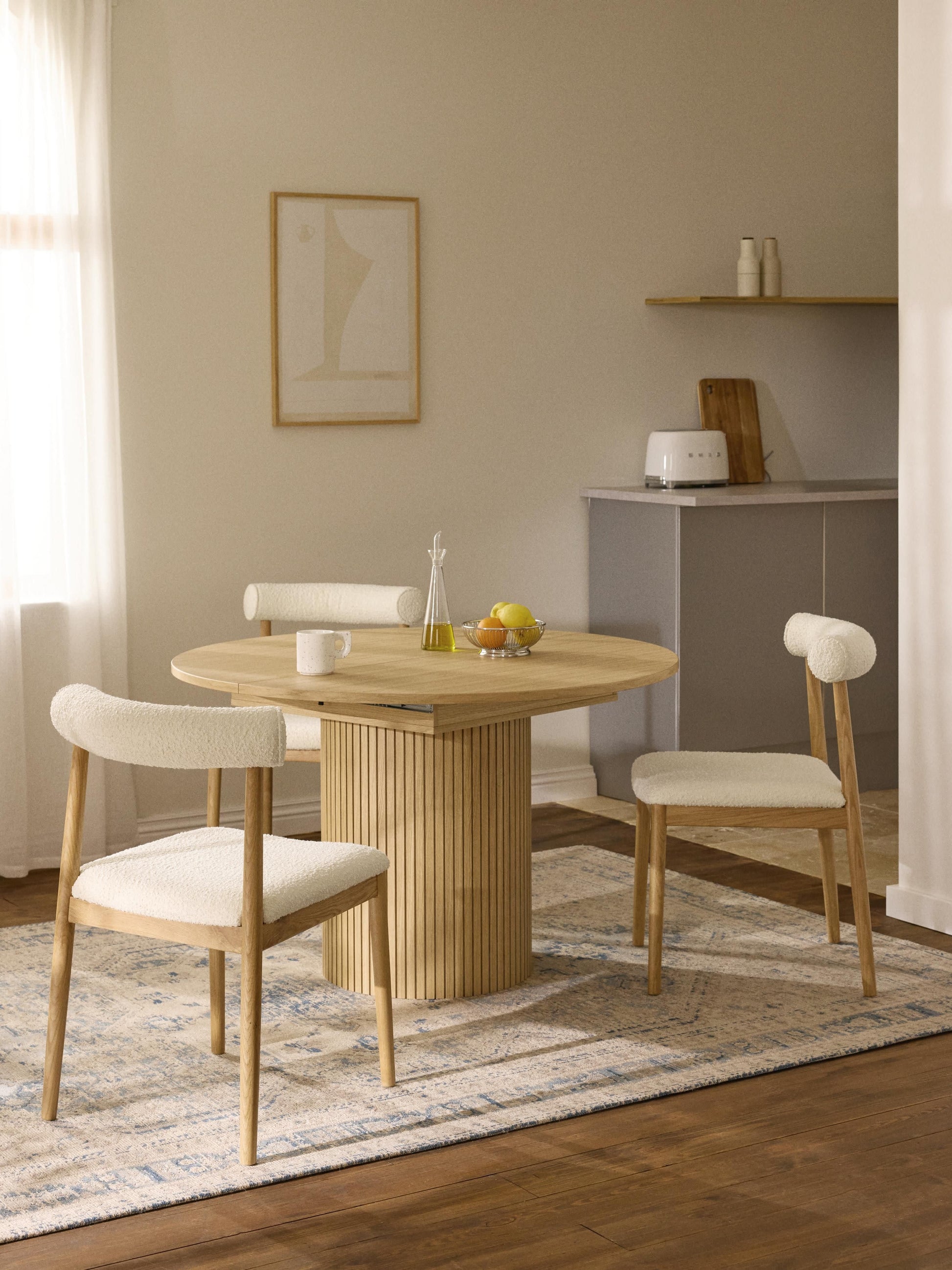 Filoreau Extendable Dining Table with Grooved Texture, 120 - 160 x 75 cm