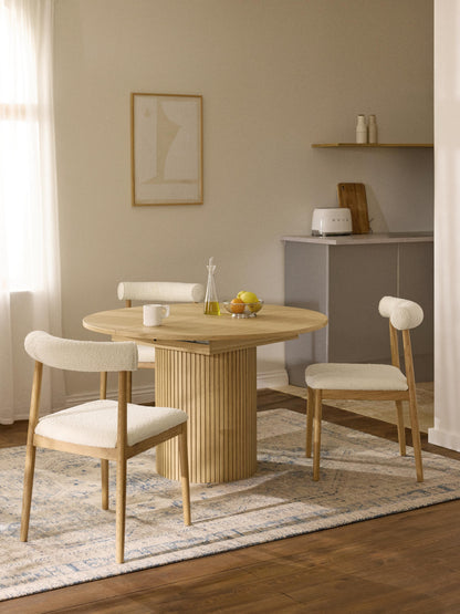 Filoreau Extendable Dining Table with Grooved Texture, 120 - 160 x 75 cm