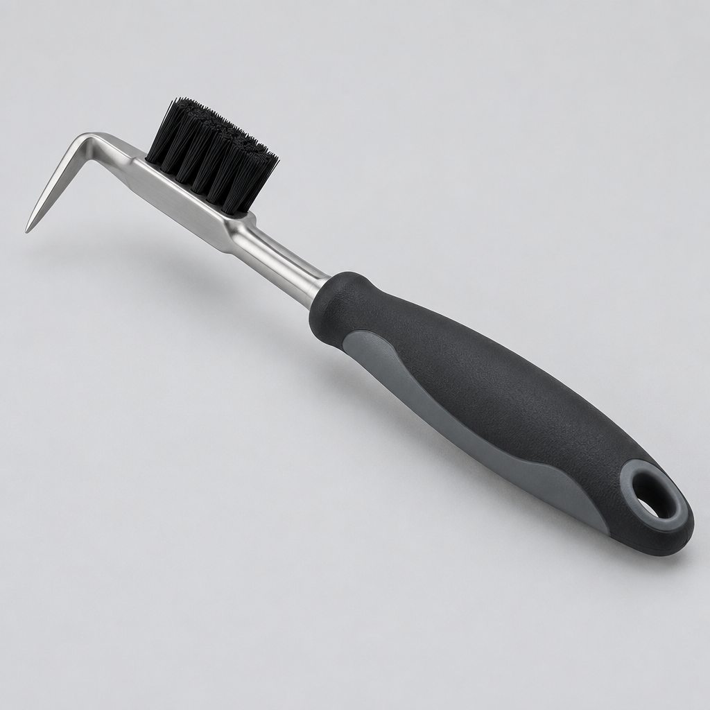 Hoof Pick with Brush, Stainless