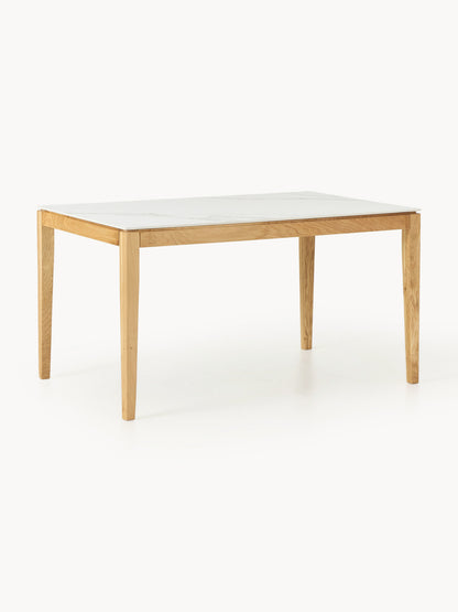 Jacmoray Dining Table with Marble-Look Tabletop, in Various Sizes