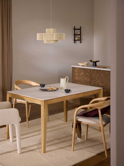 Jacmoray Dining Table with Marble-Look Tabletop, in Various Sizes