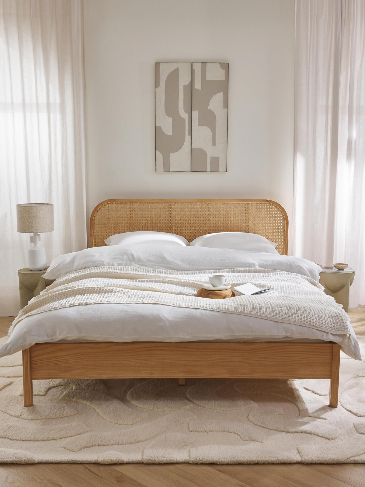 Jonquiel Wooden Bed with Vienna Cane Headboard