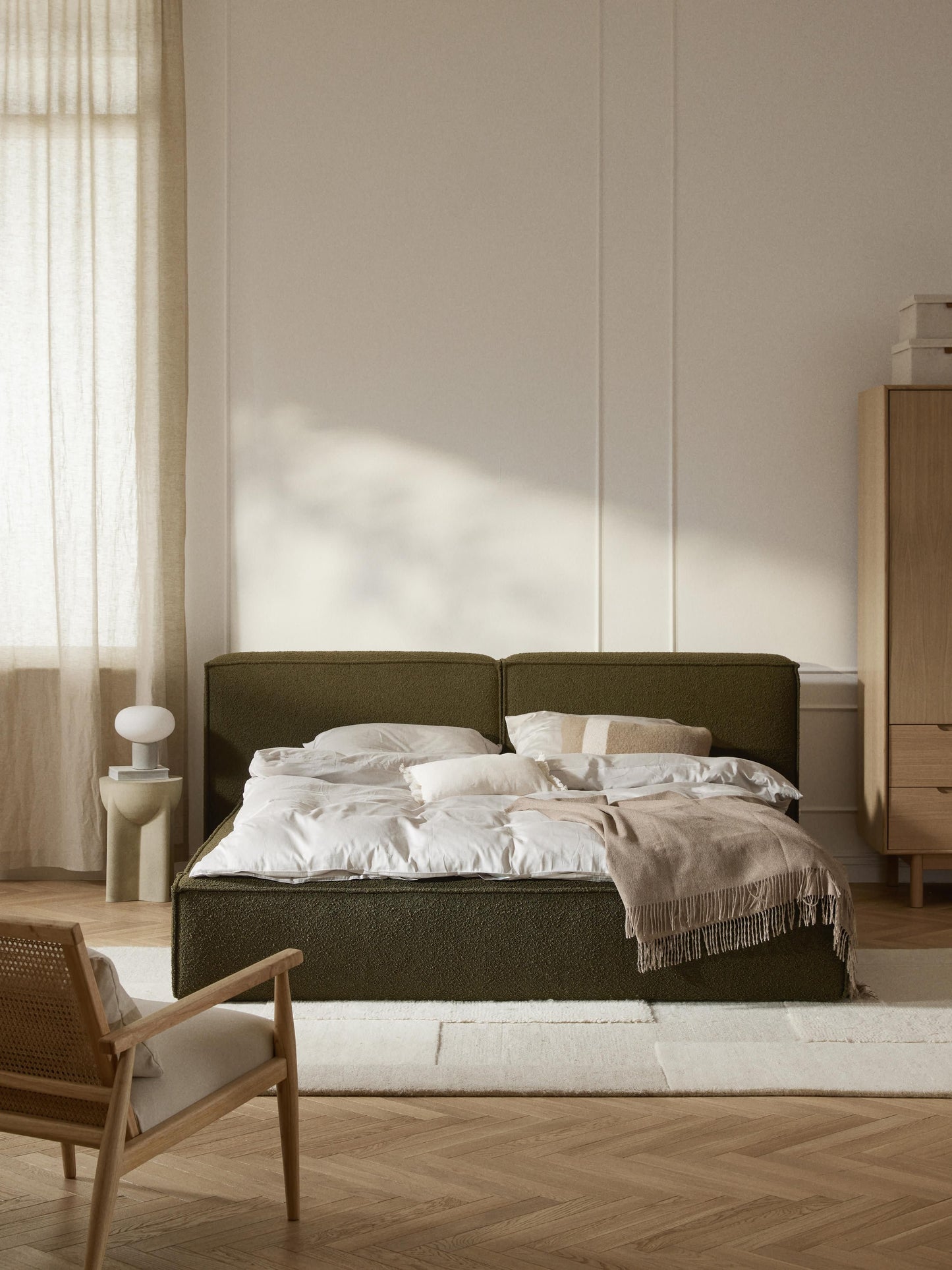 Lenskov Bouclé Upholstered Bed with Storage