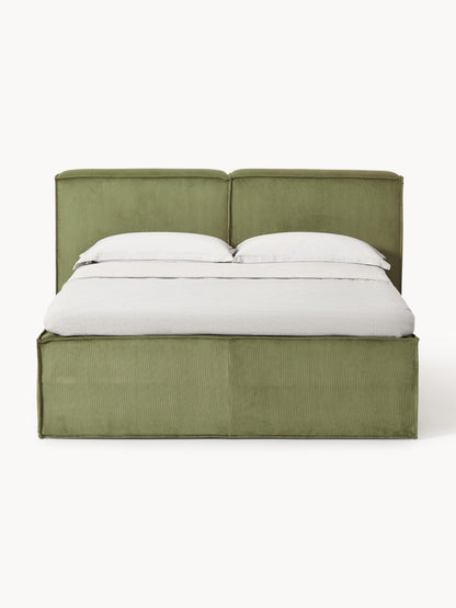 Lenskov Box Spring Bed in Corduroy