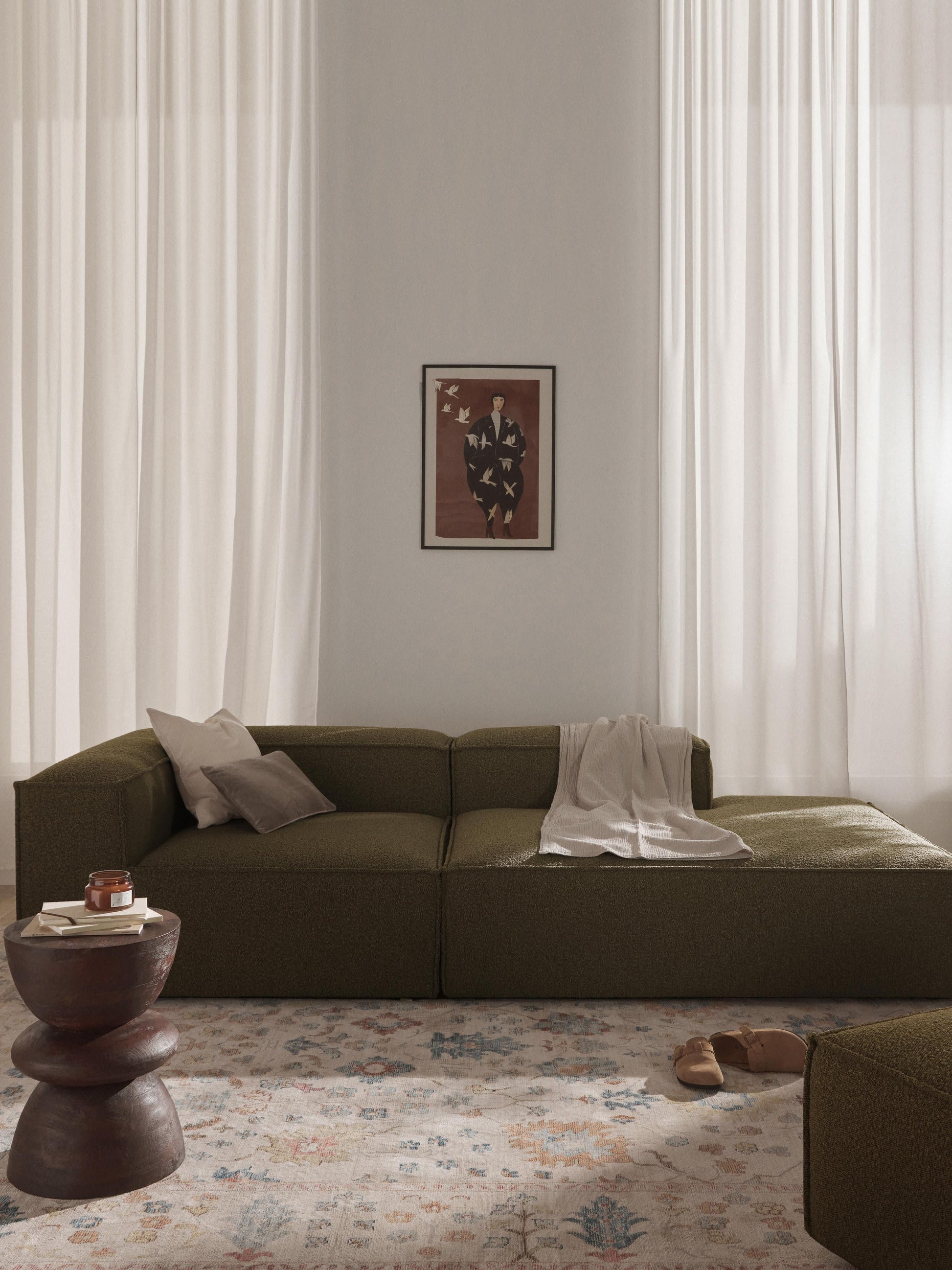Lenskov Modular Bouclé Ottoman
