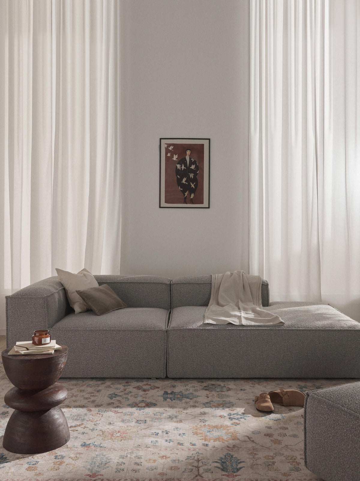 Lenskov Modular Bouclé Ottoman