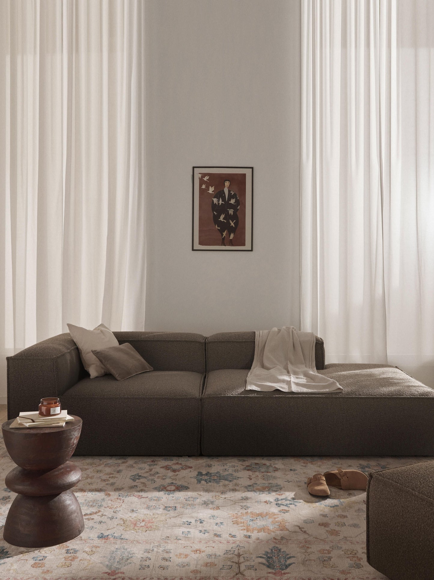 Lenskov Modular Bouclé Ottoman