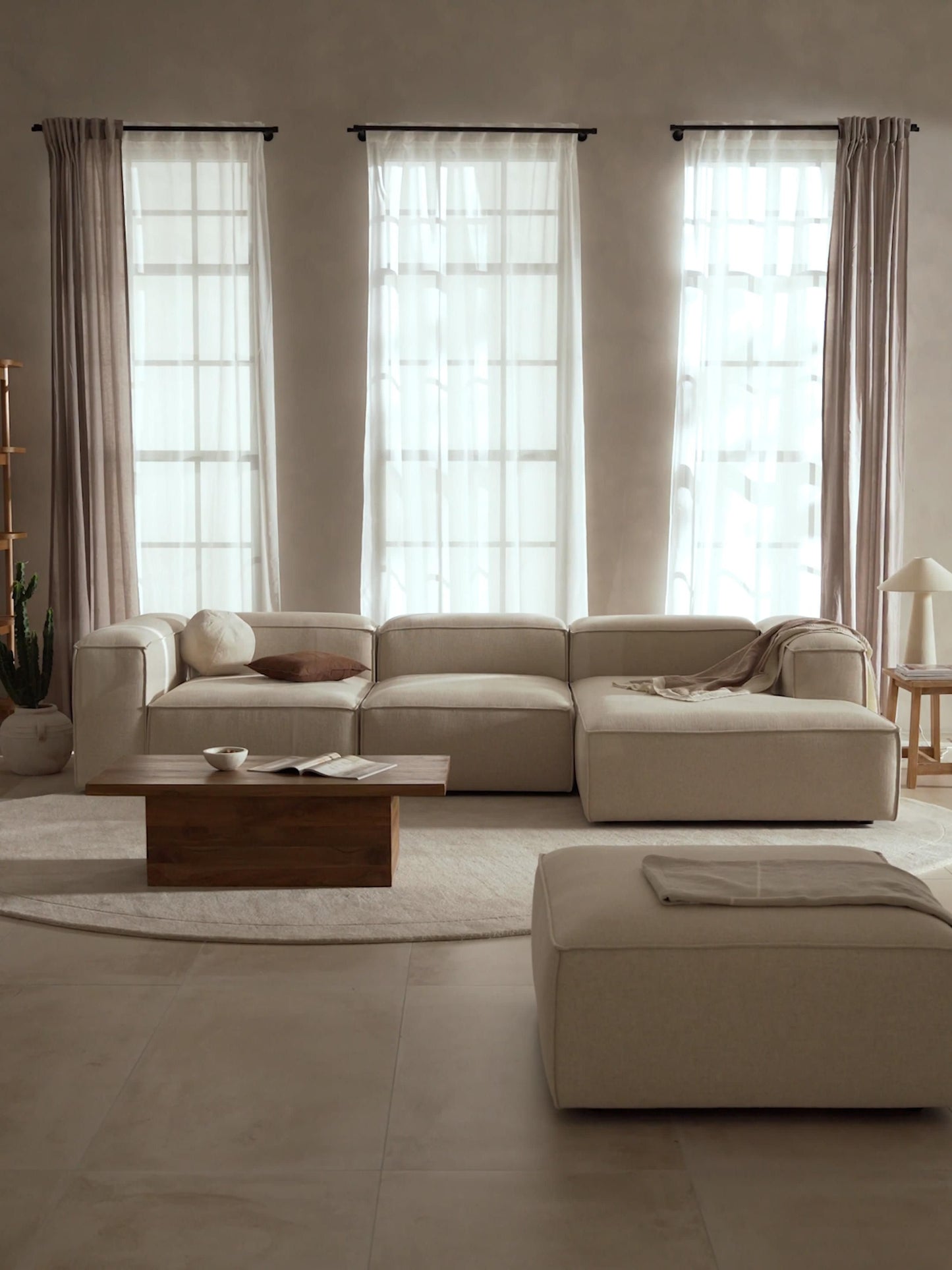 Lenskov Modular Corner Sofa, Linen Blend, 4-Seater