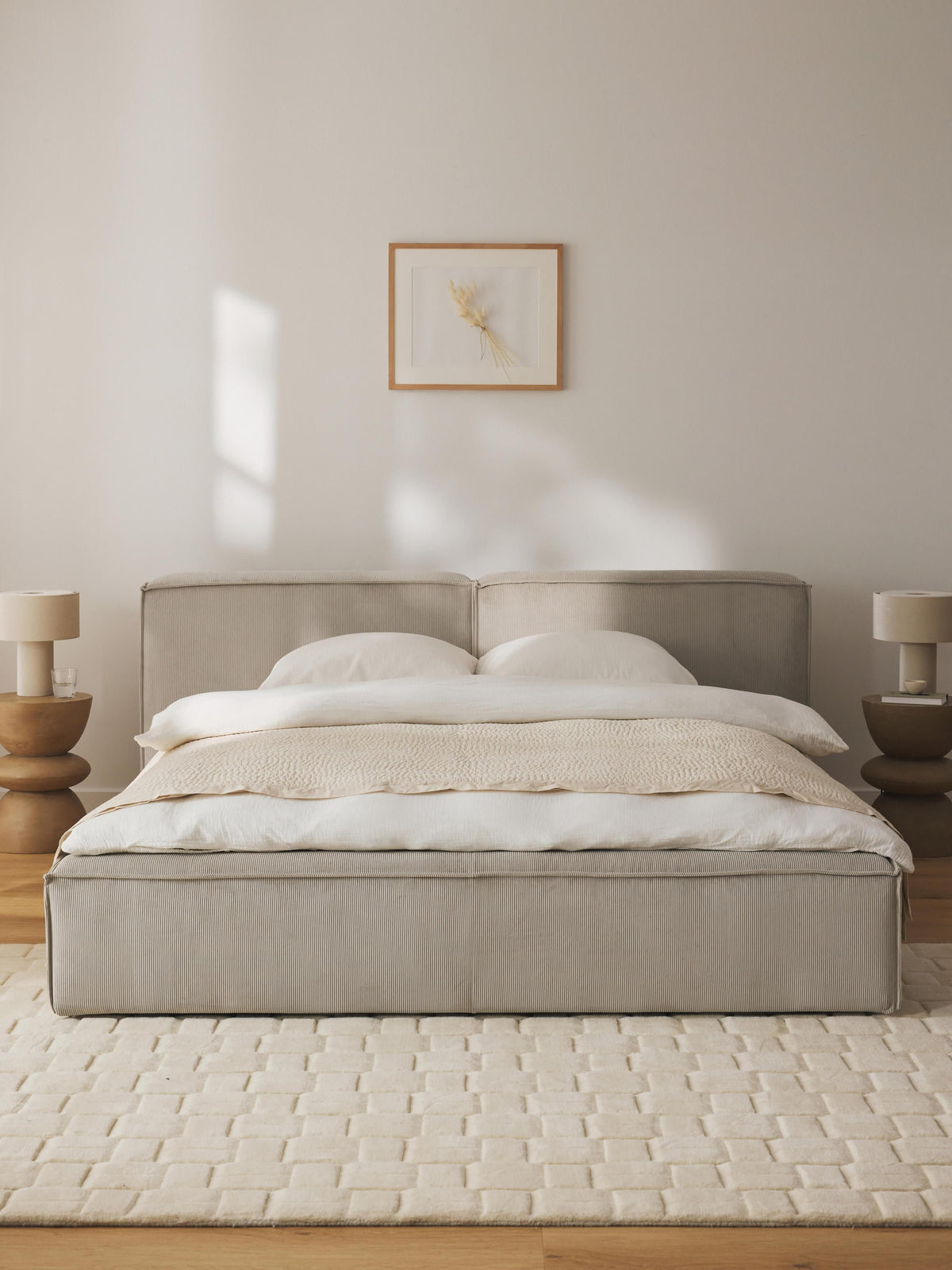 Lenskov Upholstered Corduroy Bed with Storage
