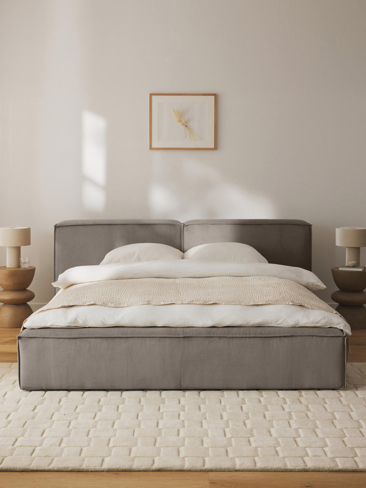 Lenskov Upholstered Corduroy Bed with Storage