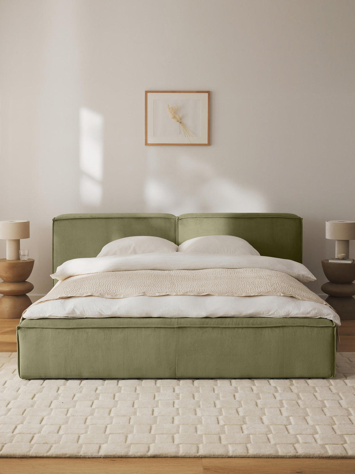 Lenskov Upholstered Corduroy Bed with Storage