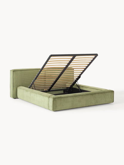 Lenskov Upholstered Corduroy Bed with Storage